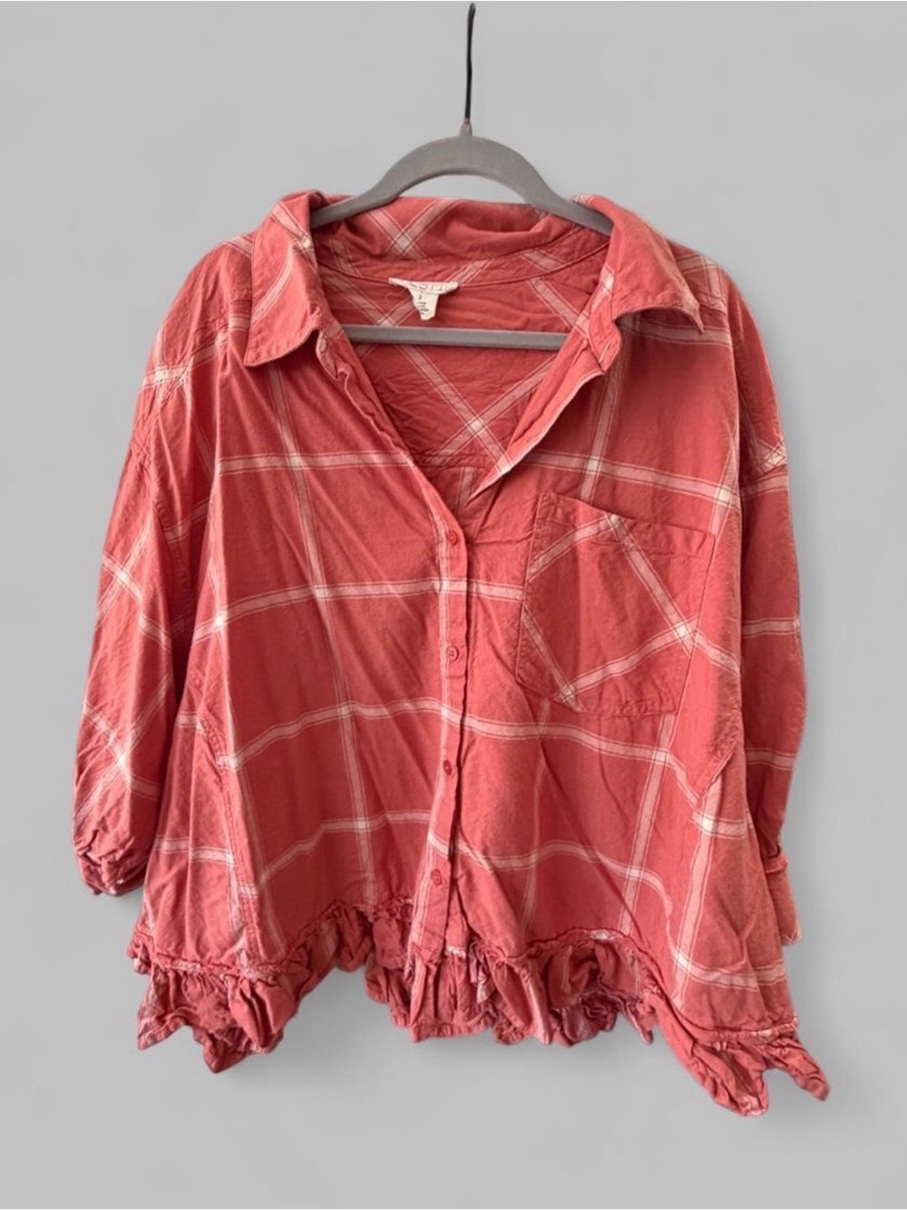 Torrid Coral Plaid Button-Down Shirt